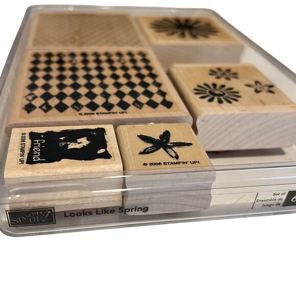 Stampin Up! Looks Like Spring 2006 Rubber Stamp Set With Flowers & Patterns - Picture 2 of 3